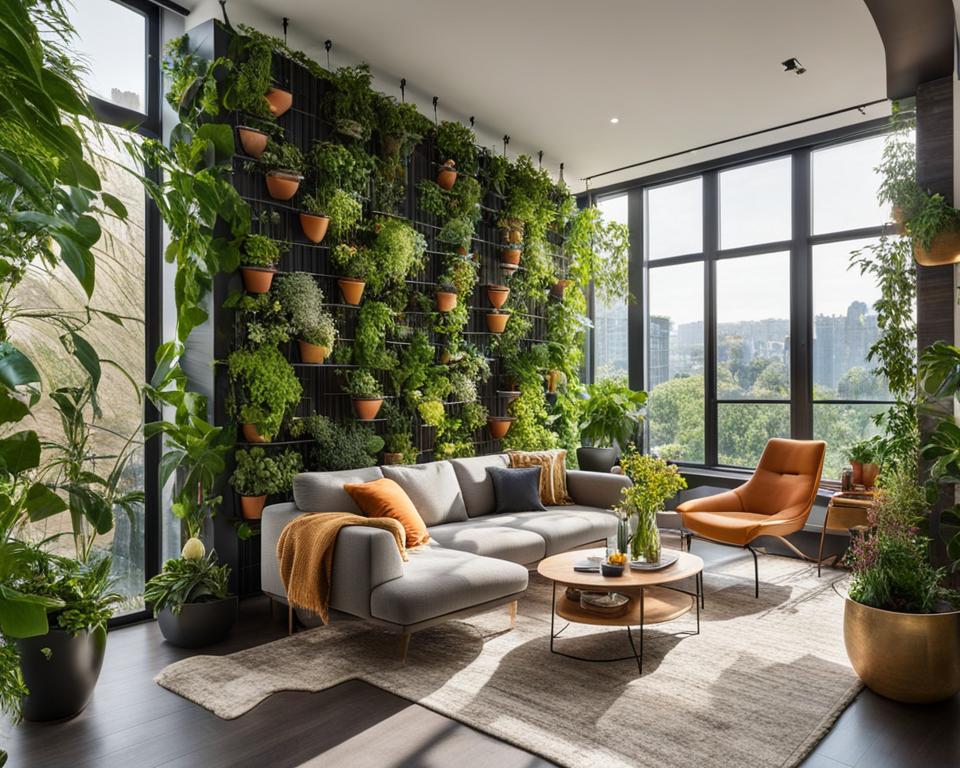 vertical gardening in a bright apartment
