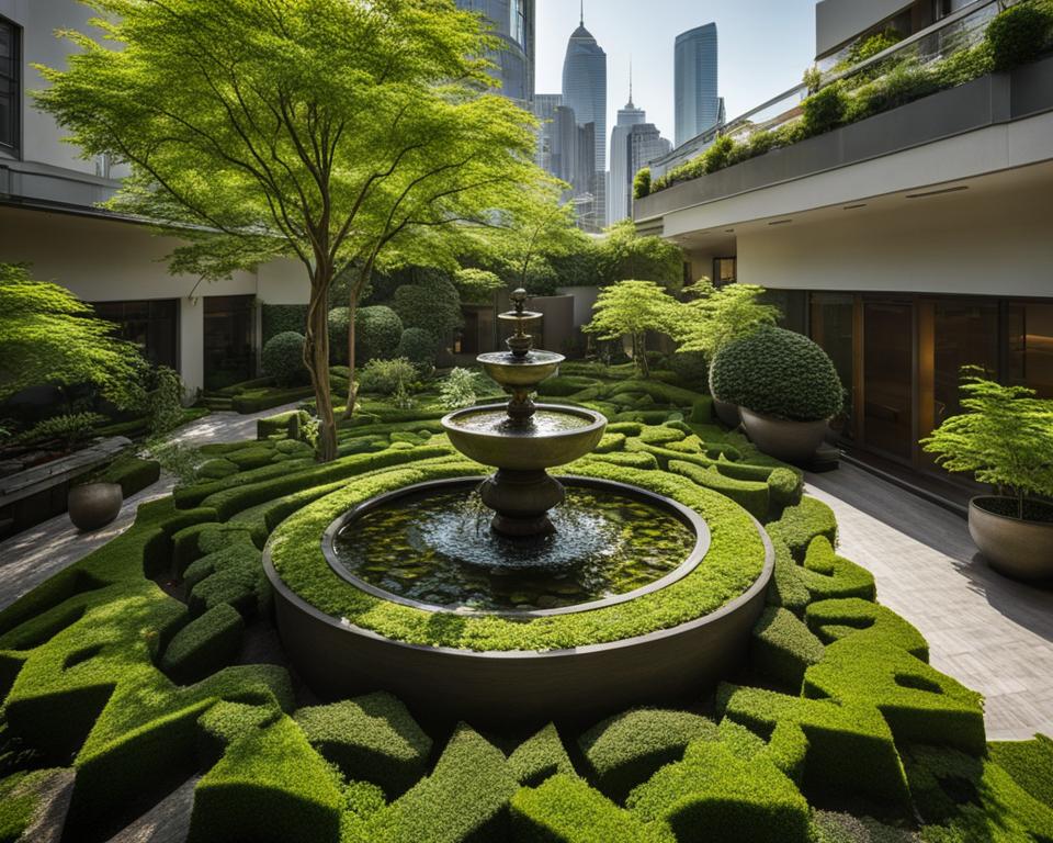 Creative urban garden setup with small outdoor plants