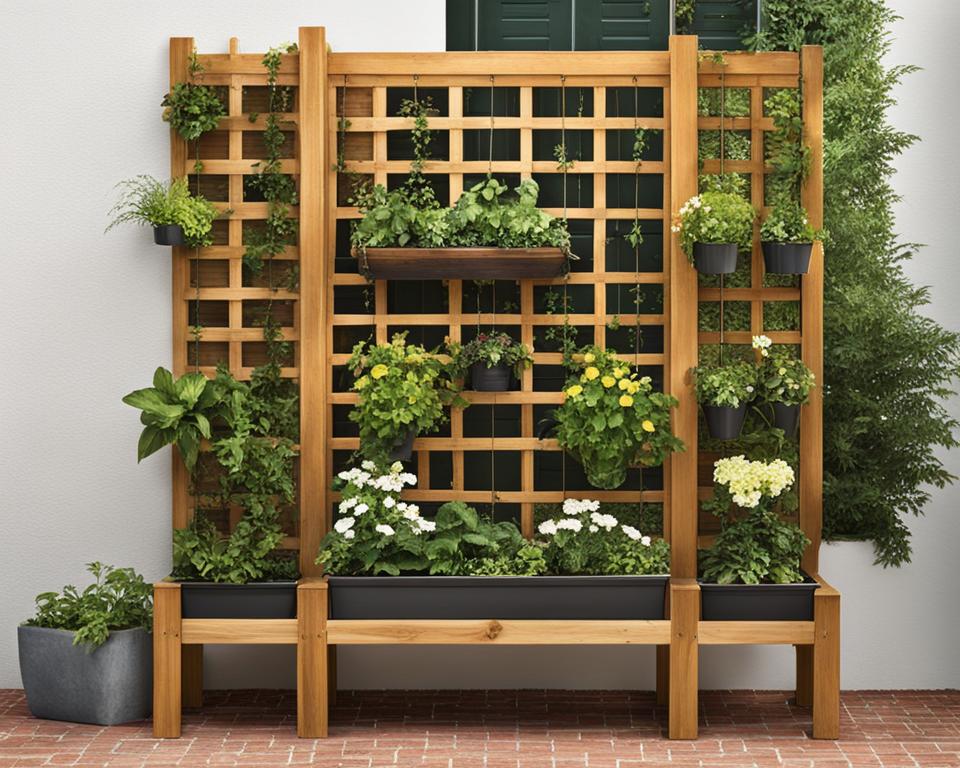 Elegant trellis in vertical gardening planter