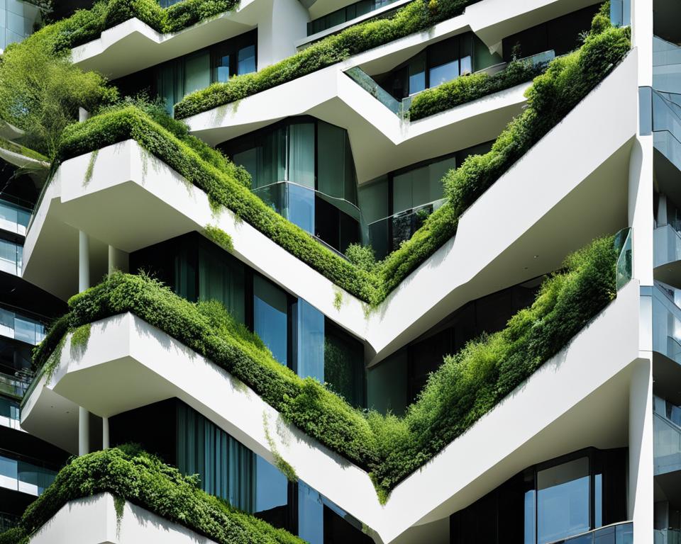 Green wall in urban apartment gardening setting