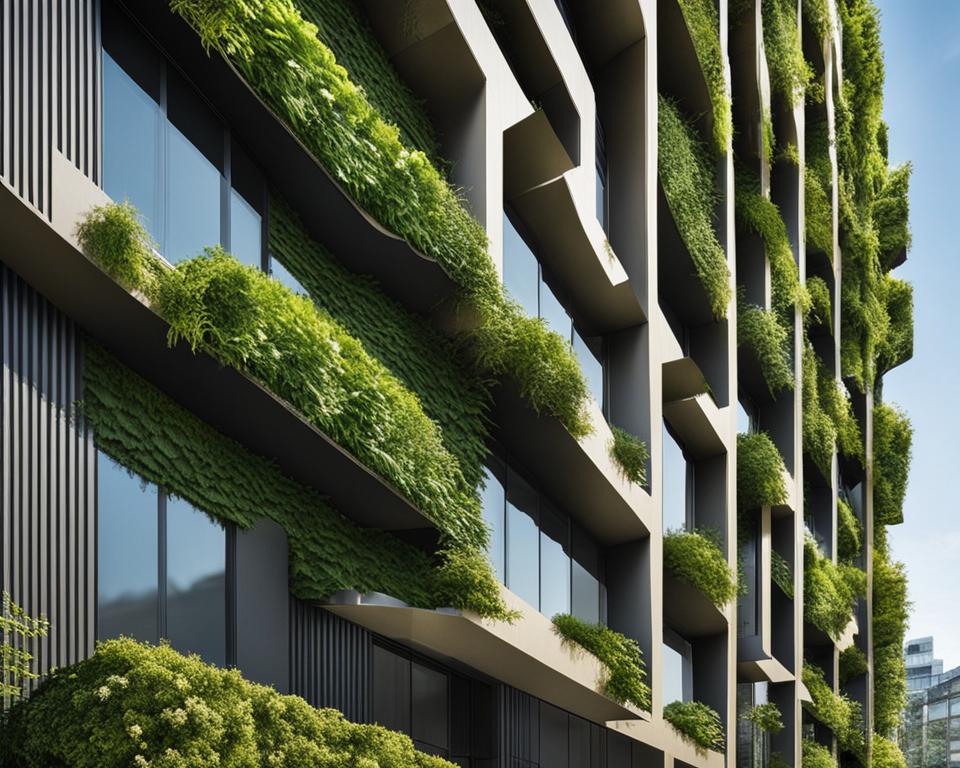Innovative green wall enhancing an urban facade