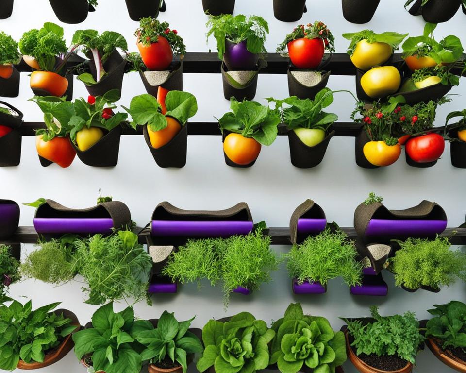 Several types of vertical gardening structures