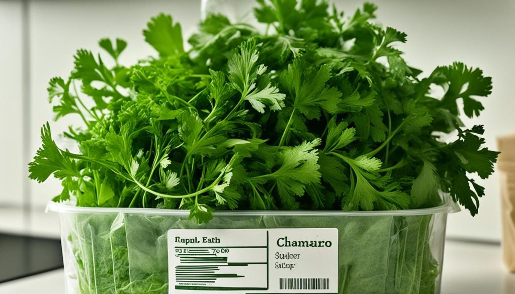 Storing cilantro