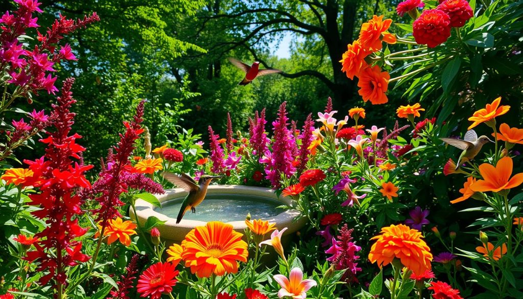 Garden arrangement for hummingbirds