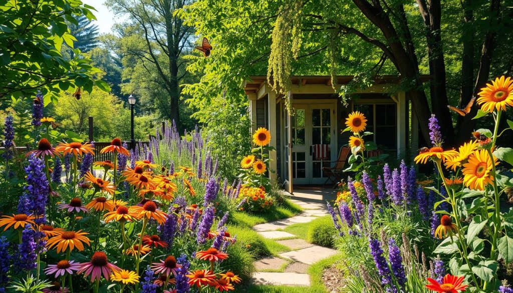 Pollinator garden enhancing outdoor space