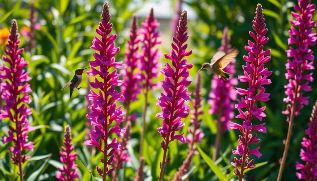 Salvia tubular flowers attracting hummingbirds