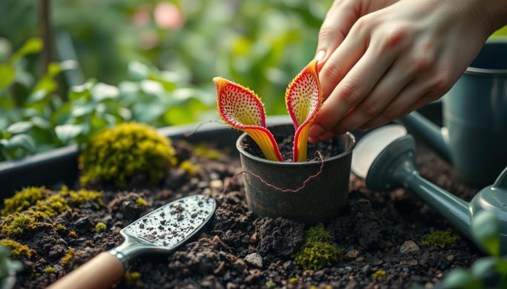 Carnivorous plant repotting