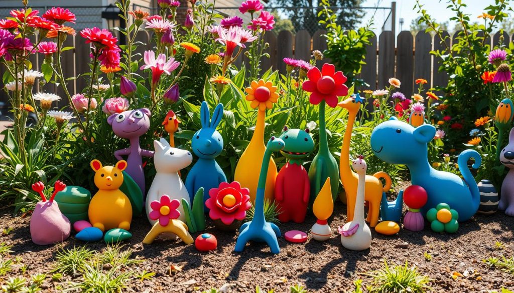 DIY clay garden sculptures
