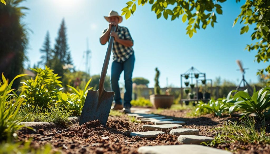 DIY garden pathways ground preparation