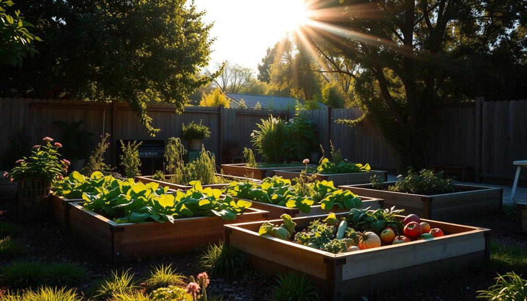 Sunlight for vegetable garden beds