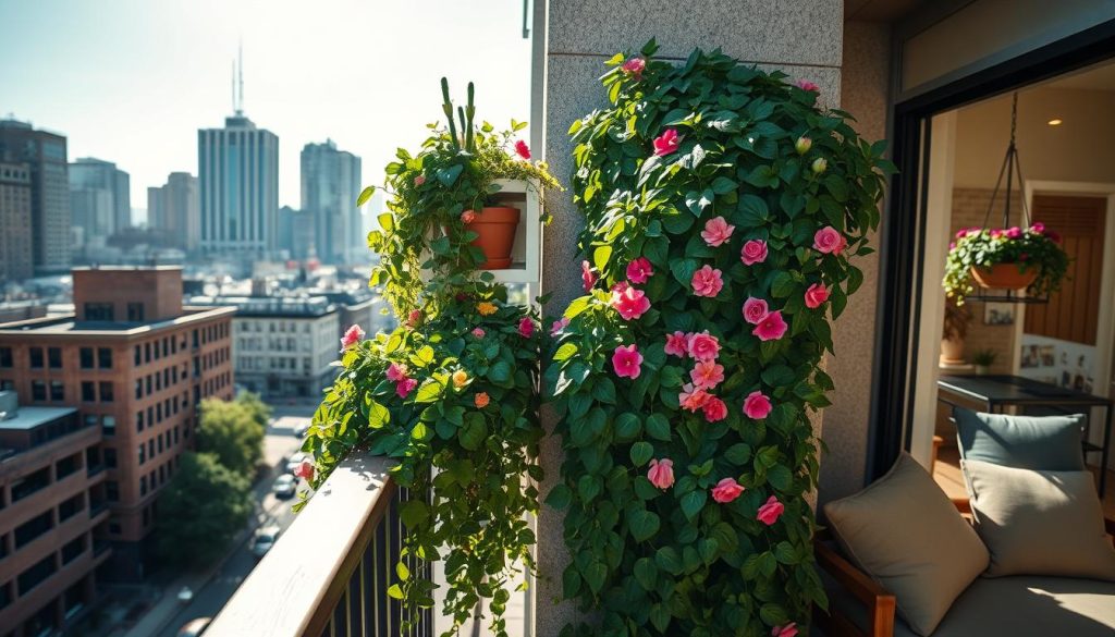 Vertical gardening on balcony