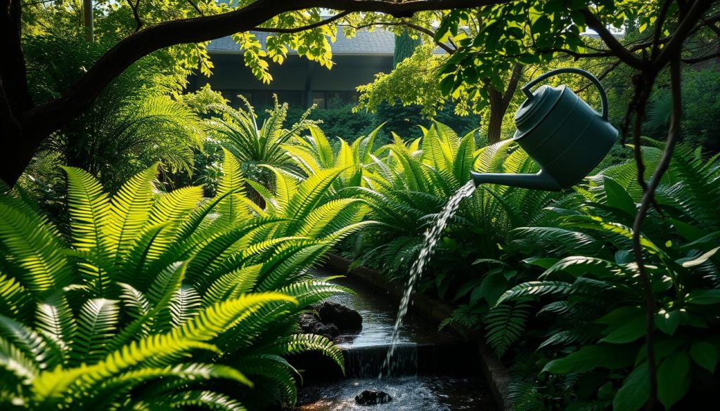 Watering shade garden plants