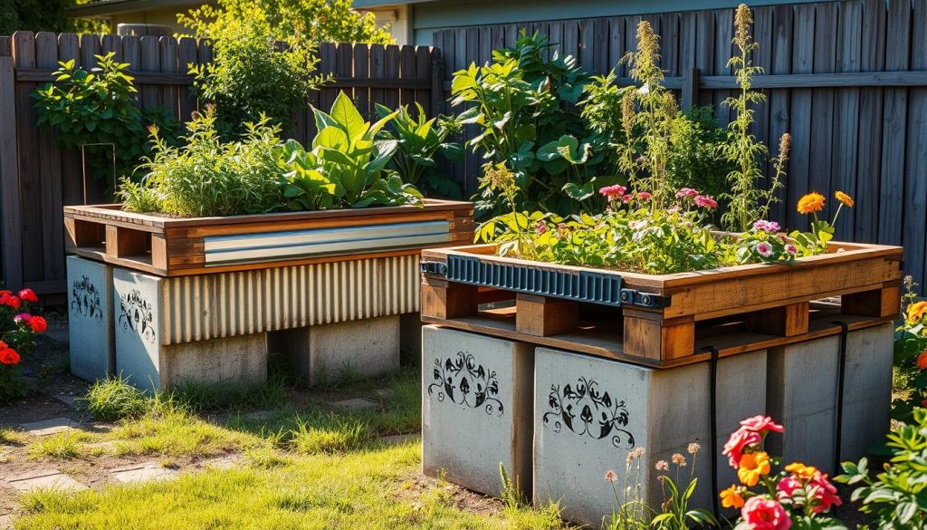 elevated garden beds made from alternative materials